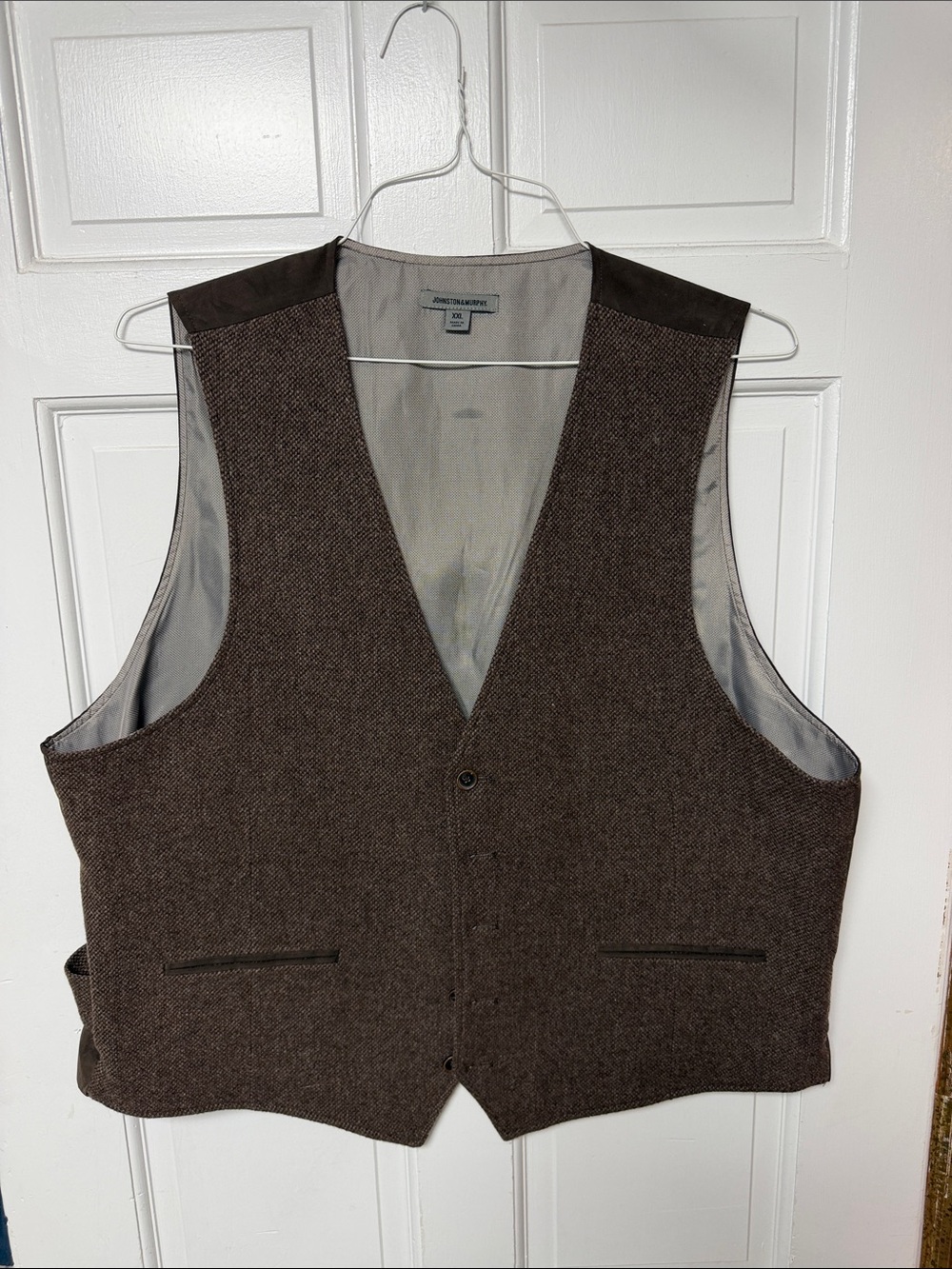 Johnston & Murphy Brown Herringbone Wool Blend Vest